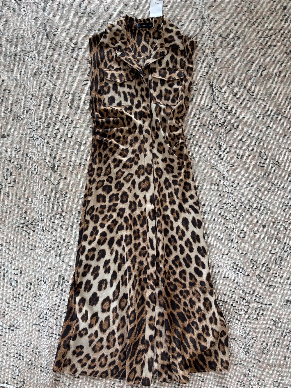 MANGO long shirt dress leopard safari XS NWT